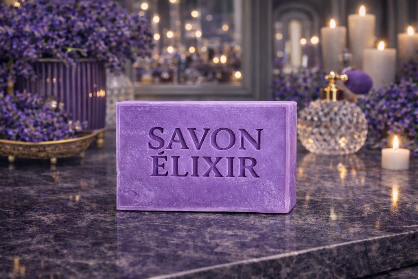 Savon artisanal Rituel Lavande – détente florale à la lavande et eucalyptus, nettoie en douceur, fait main, biodégradable et végan, Savon Élixir Québec